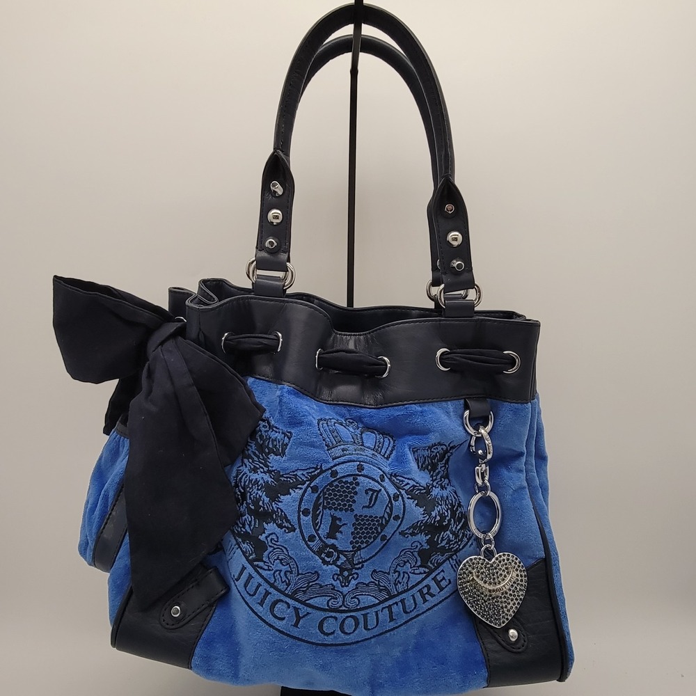 Vtg Juicy Couture Purse Handbag Shoulder Velour Y2K Scottie Dog Logo Embroidered